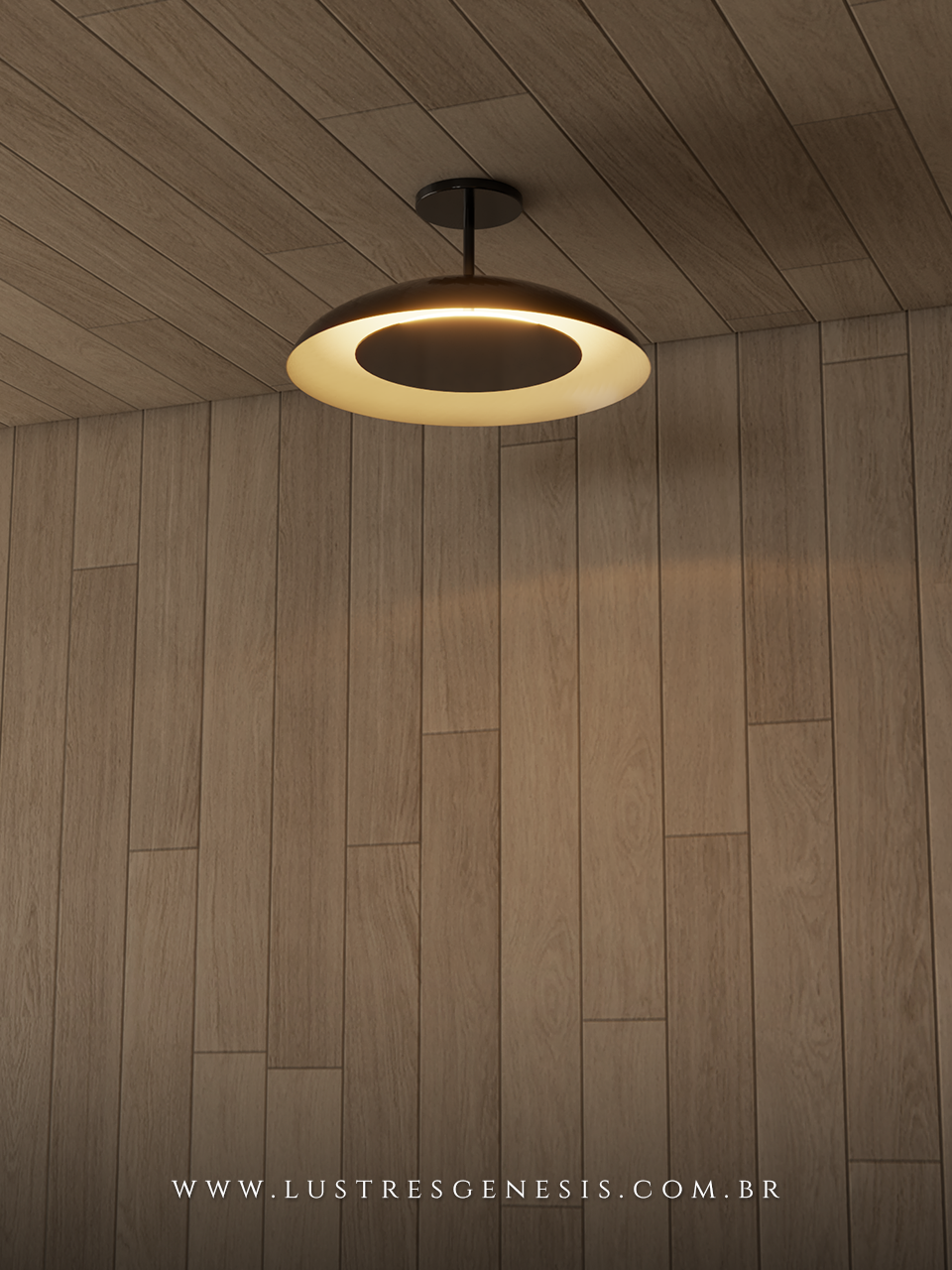 Plafon quadrado preto Zora 51x51cm com LED multicolor, acabamento moderno em madeira, ideal para quartos, sala de estar, corredor, hall e escritório.